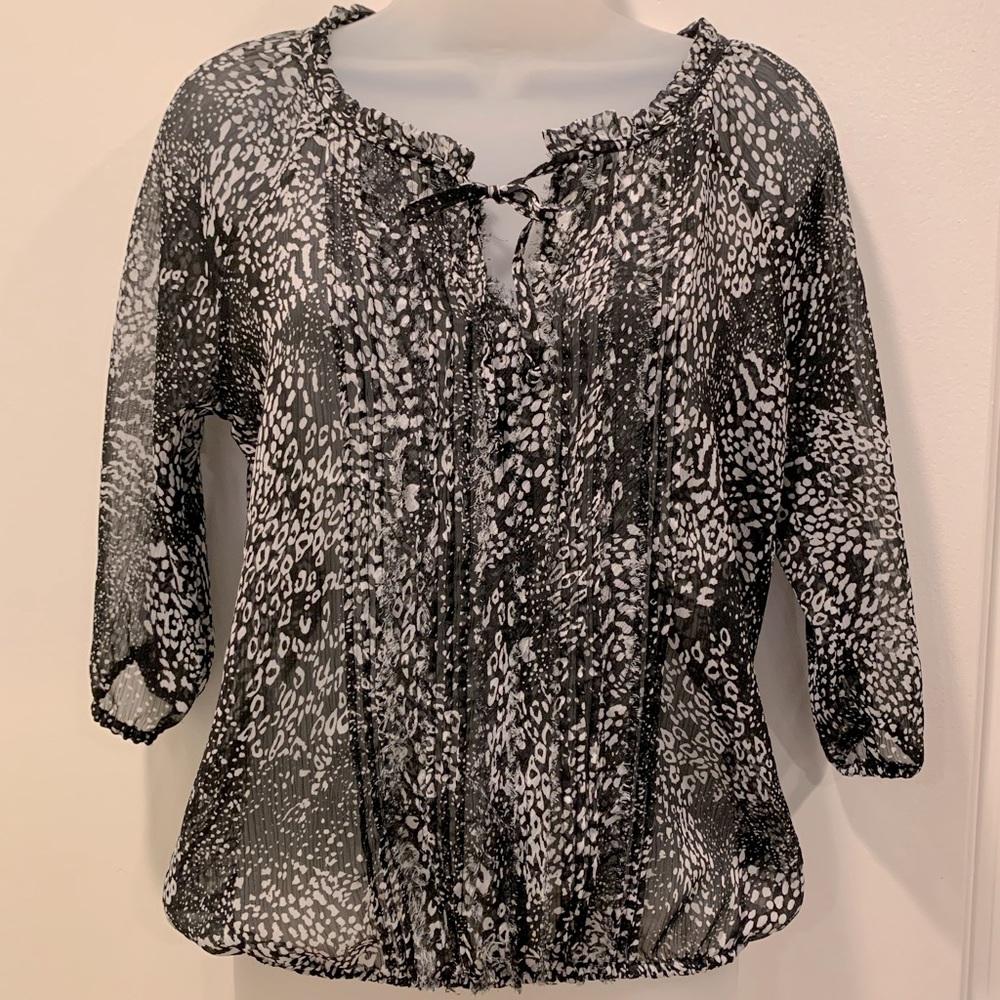 Express Black and White Sheer Blouse, Size Small